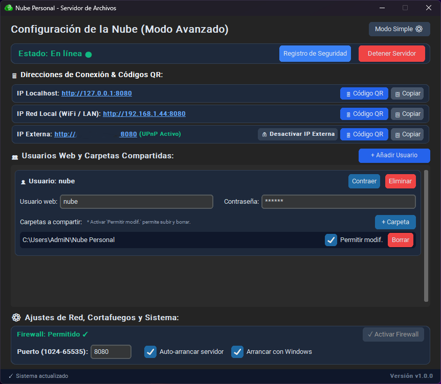 Modo Avanzado de Configuración